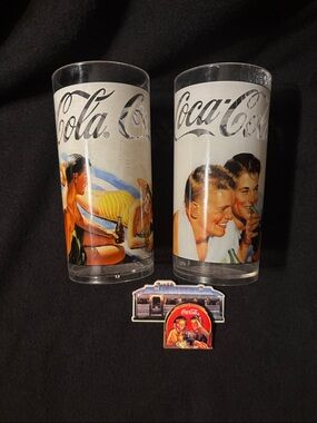 Vintage Coca-Cola Retro Illustrated Summer Plastic Glasses